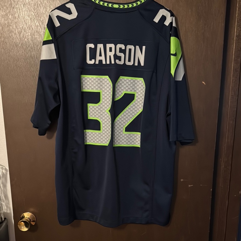 Nike Seahawks Jersey - Dark Blue and Neon Green